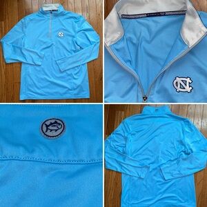 Southern Tide $138 UNC Mens Tar Heels Cruiser Light Blue Quarter Zip MEDIUM EUC